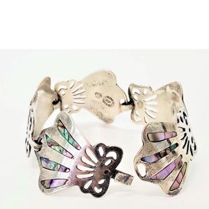 🔥Vintage Indigenous artisan handmade Sterling clasp bracelet